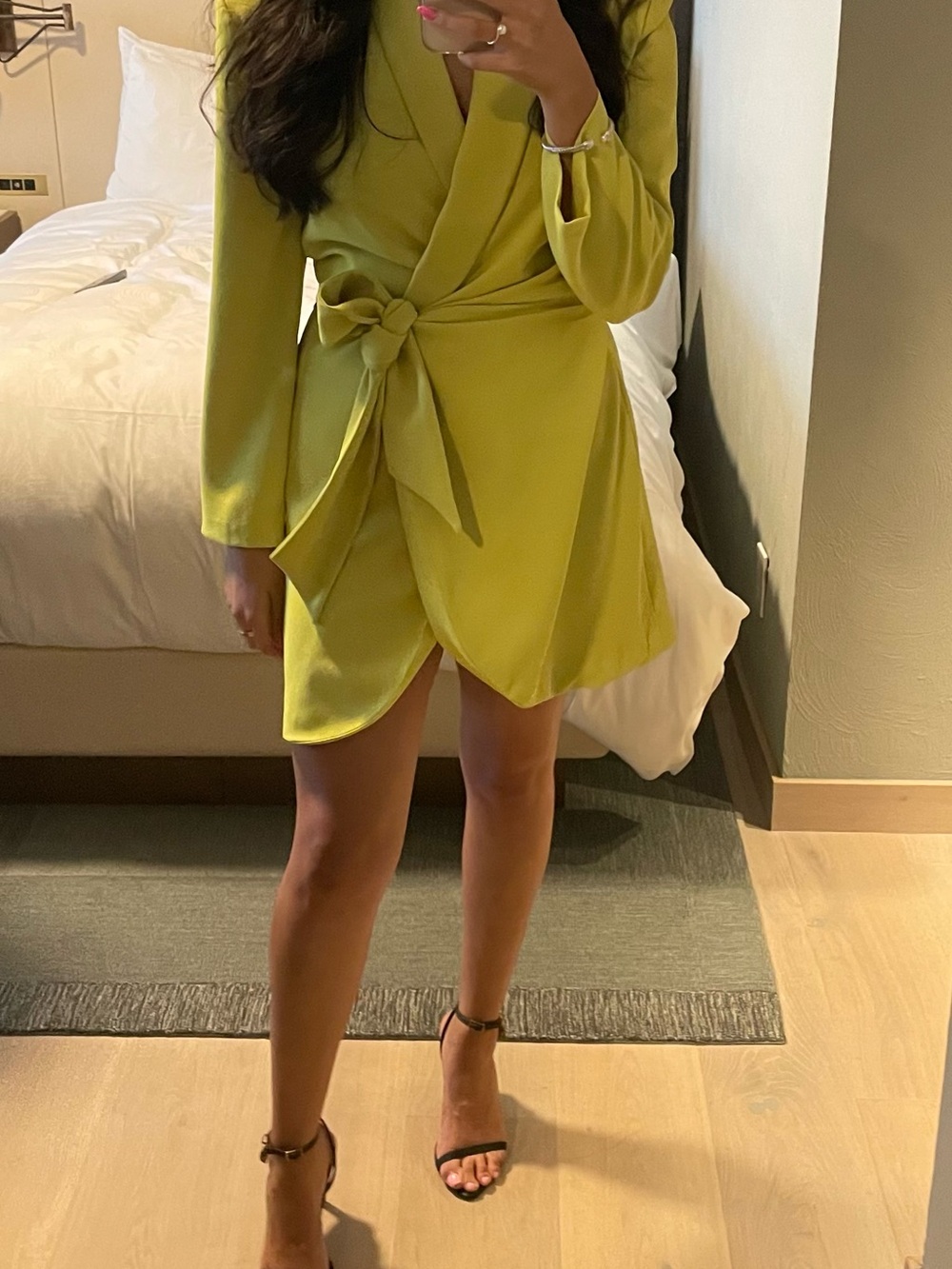 Zara Lime Wrap Tie Mini Dress